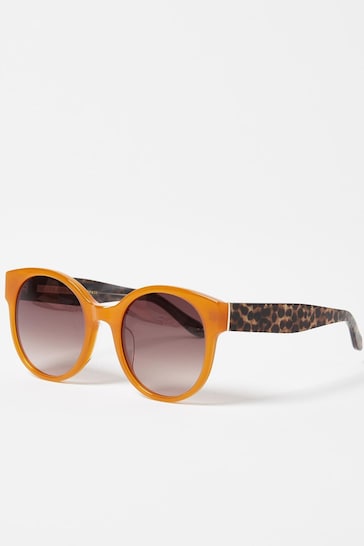 Oliver Bonas Orange Round Acetate Sunglasses