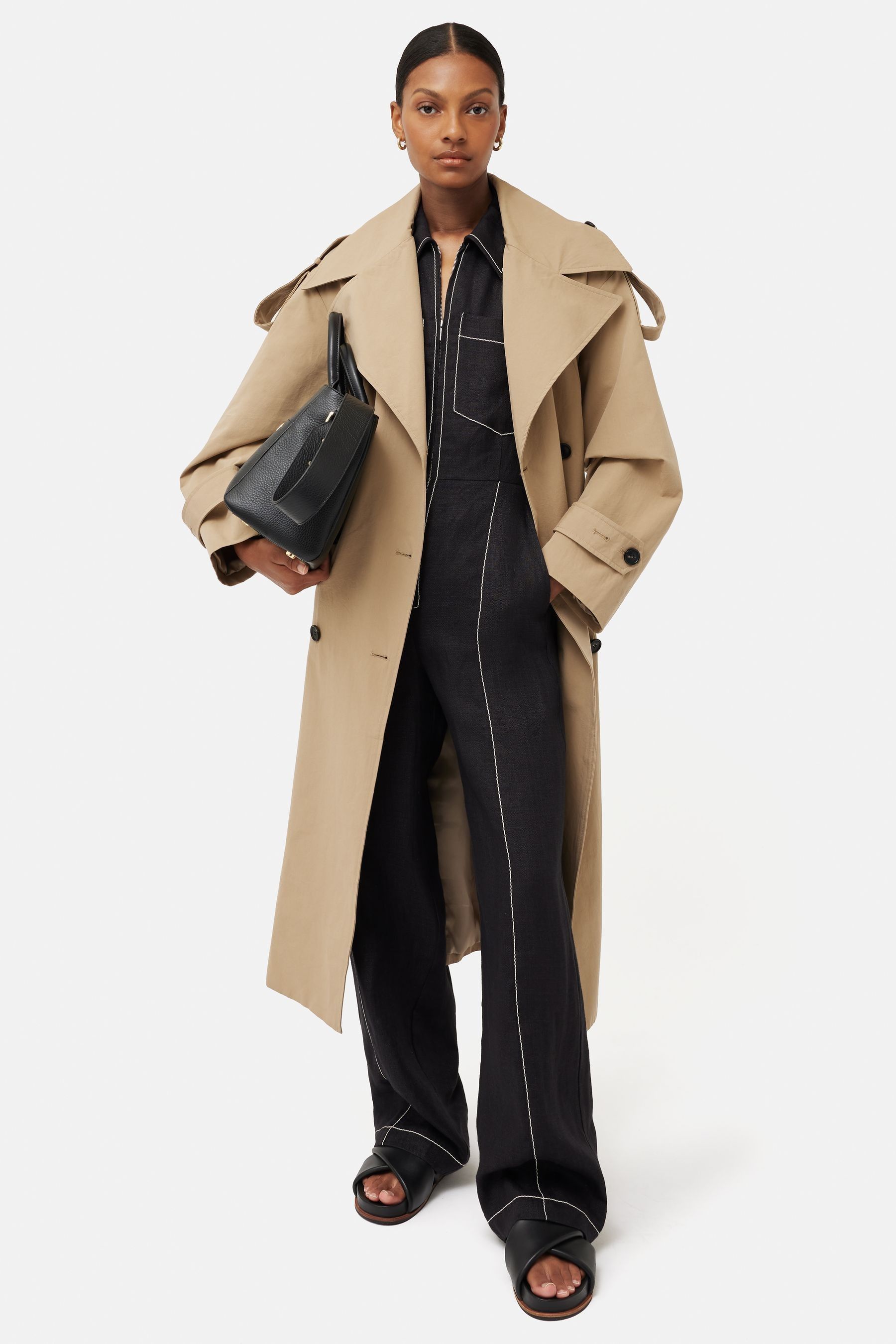 Buy Jigsaw Linen Wide Leg Black Jumpsuit from Next Germany