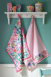 Lucy Tiffney Multicoloured Tasseled Tea Towels Set Of 2 - Image 1 of 3