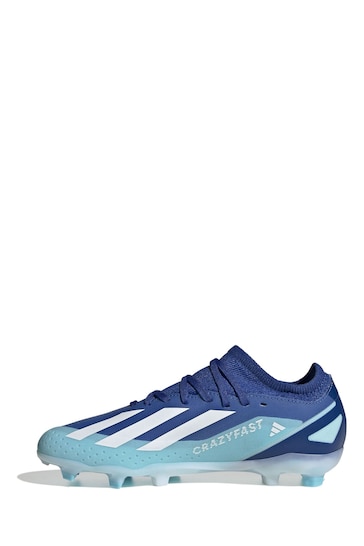 adidas Blue/White Football Performance Kids X Crazyfast.3 Firm Ground Boots