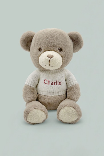 Christmas Frankie Bear-White Jumper-Red Embroidery