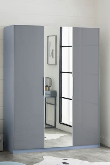 Grey White Sloane Collection Luxe Triple Glass Fitted Wardrobe