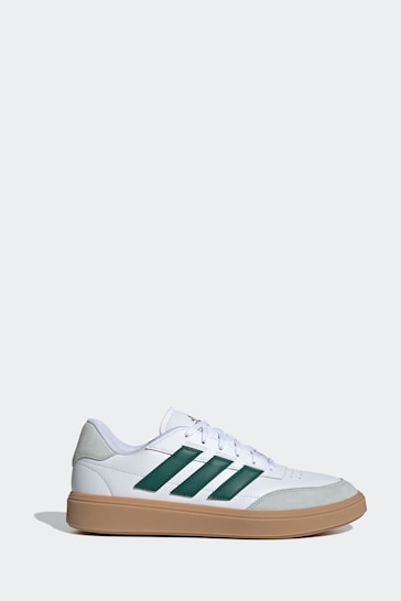 adidas White/Green Courtblock Trainers