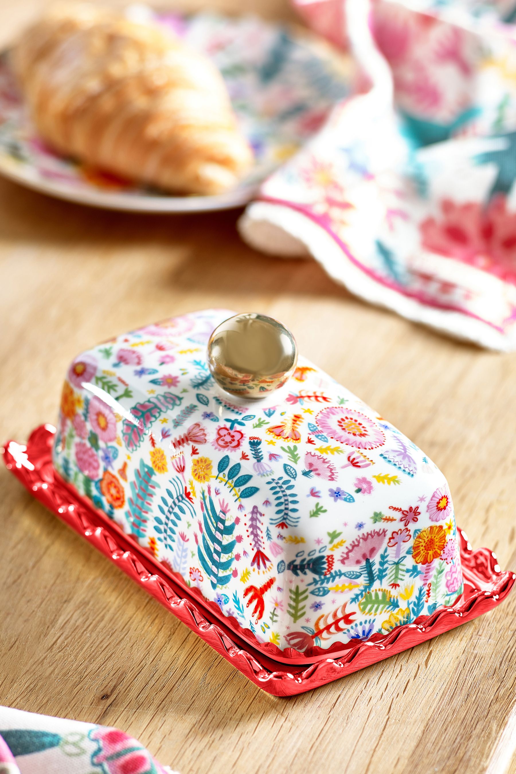 Buy Lucy Tiffney Multi Floral Butter Dish with Coral D from the Next UK online shop