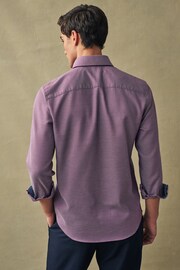 Purple Regular Fit Textured Trimmed Double Collar Shirt - Image 3 of 7