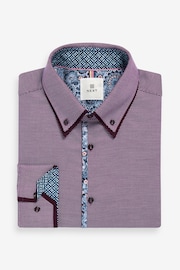 Purple Regular Fit Textured Trimmed Double Collar Shirt - Image 6 of 7