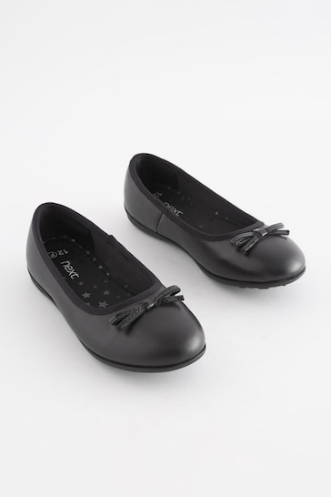 Black Narrow Fit (E) School Leather Ballet Shoes