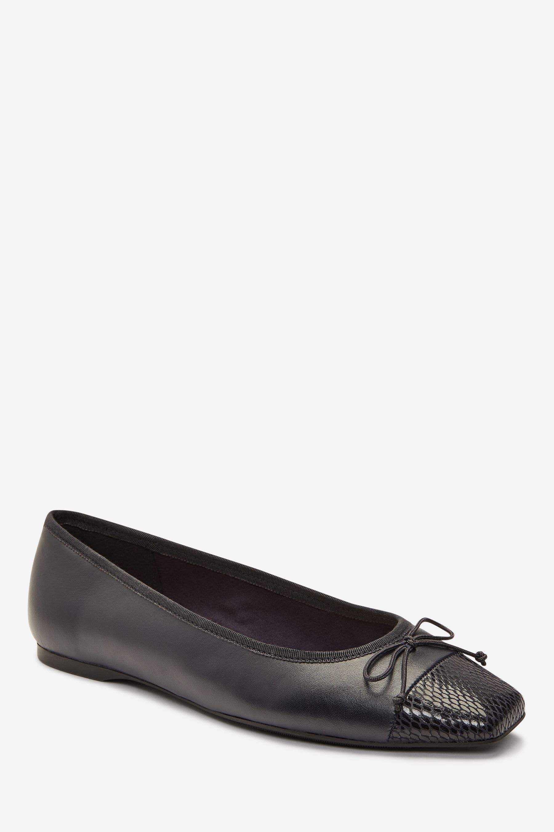 Buy Navy Forever Comfort Leather Square Toe Ballerina Forever