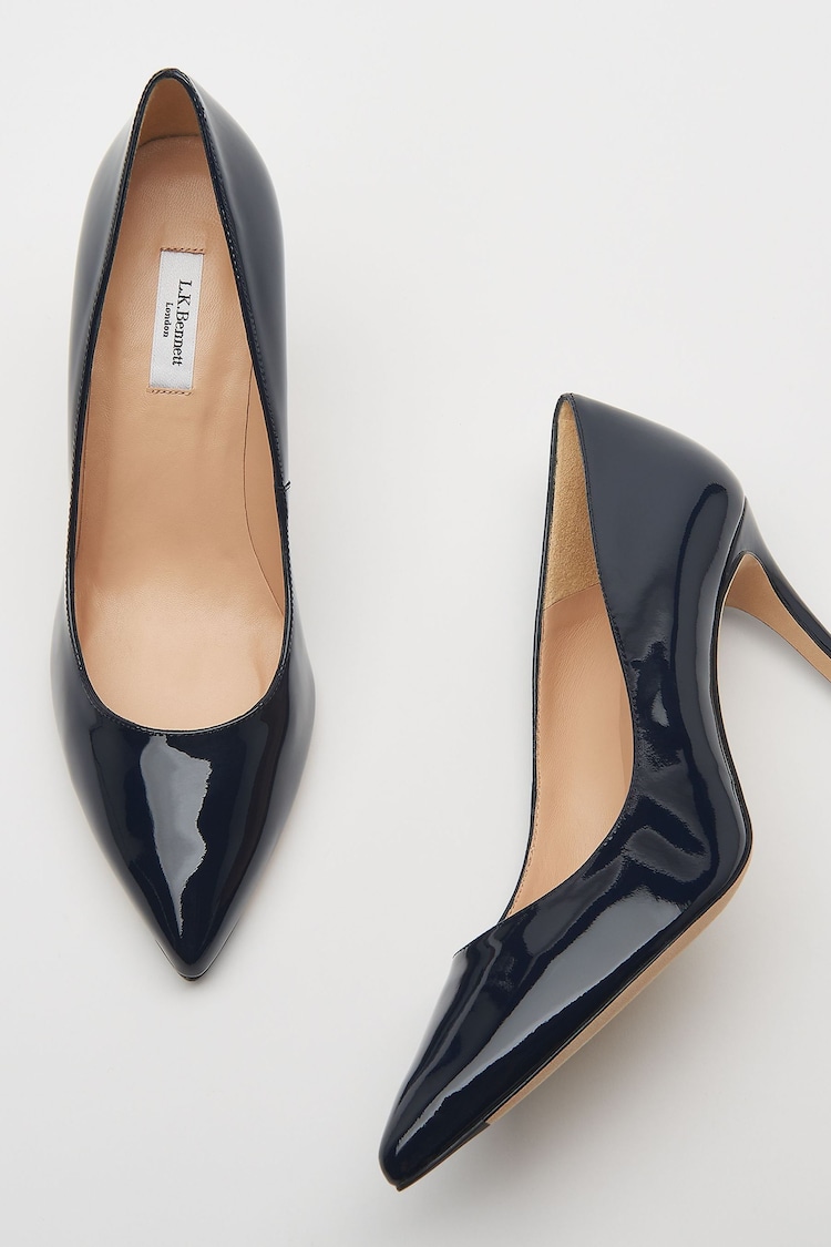 LK Bennett Navy Blue Tilly Pointed Ballerina Flats - Image 4 of 4