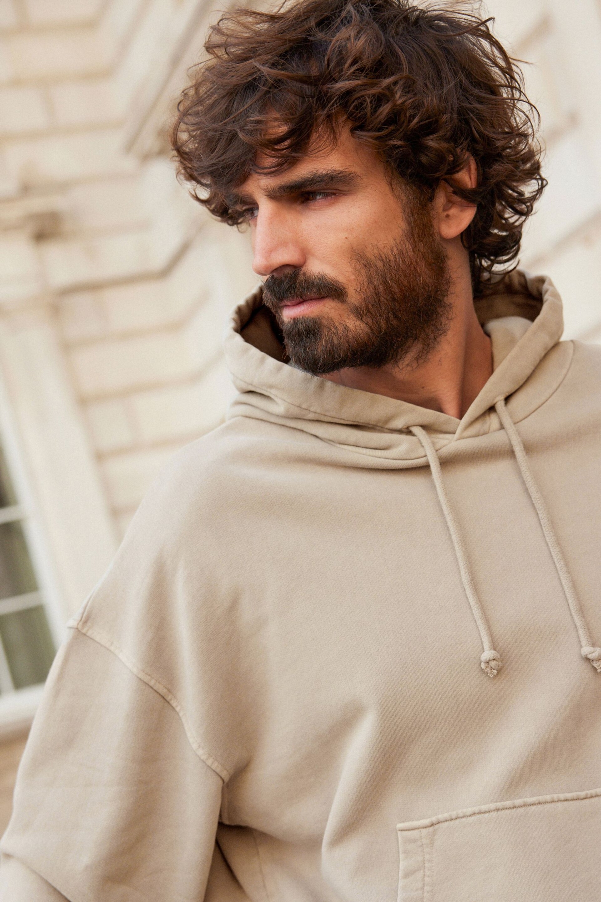Stone Cream Garment Washed Hoodie - Image 5 of 9
