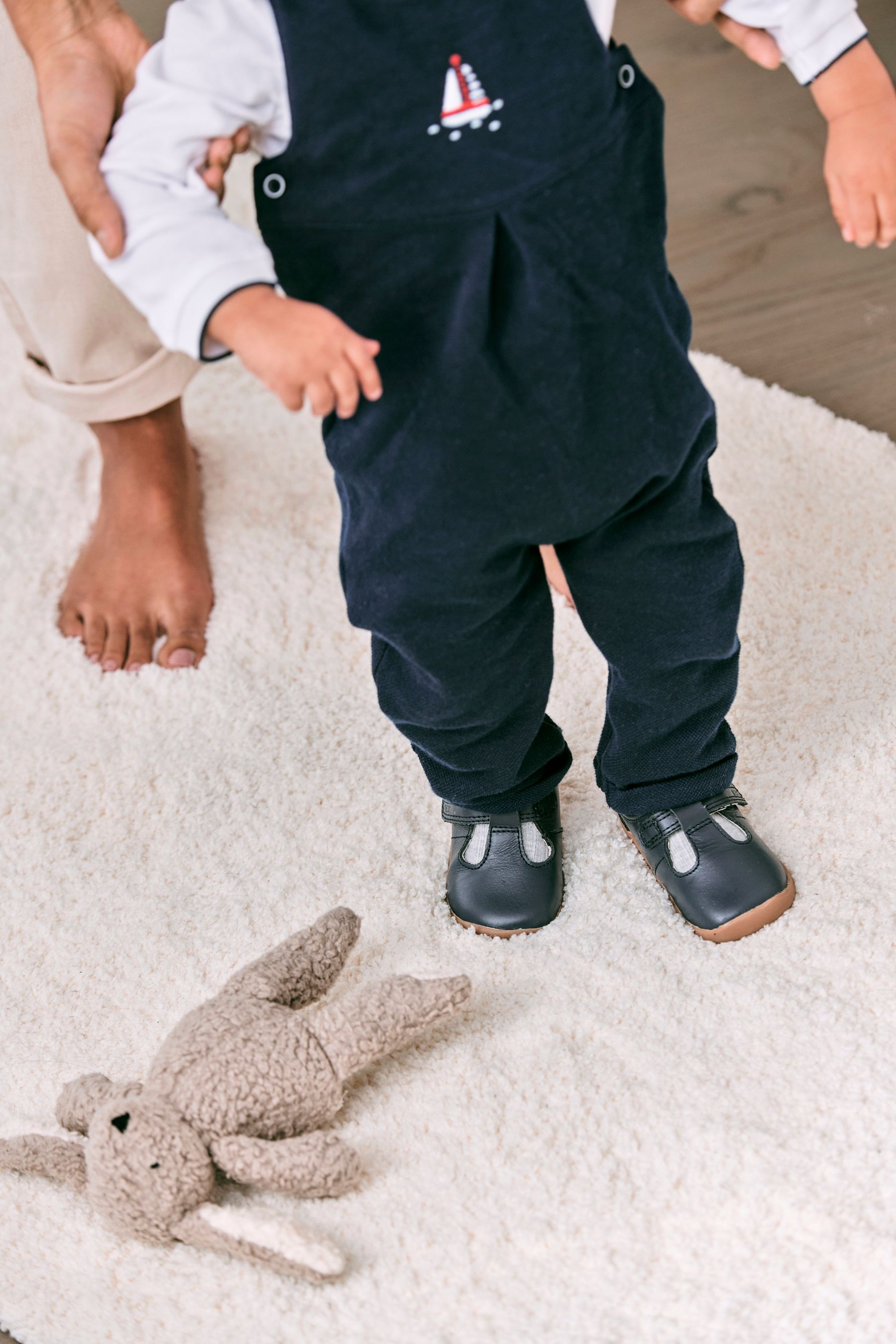 Buy Navy Wide Fit G Leather First Walker T Bar Shoes from Next Luxembourg