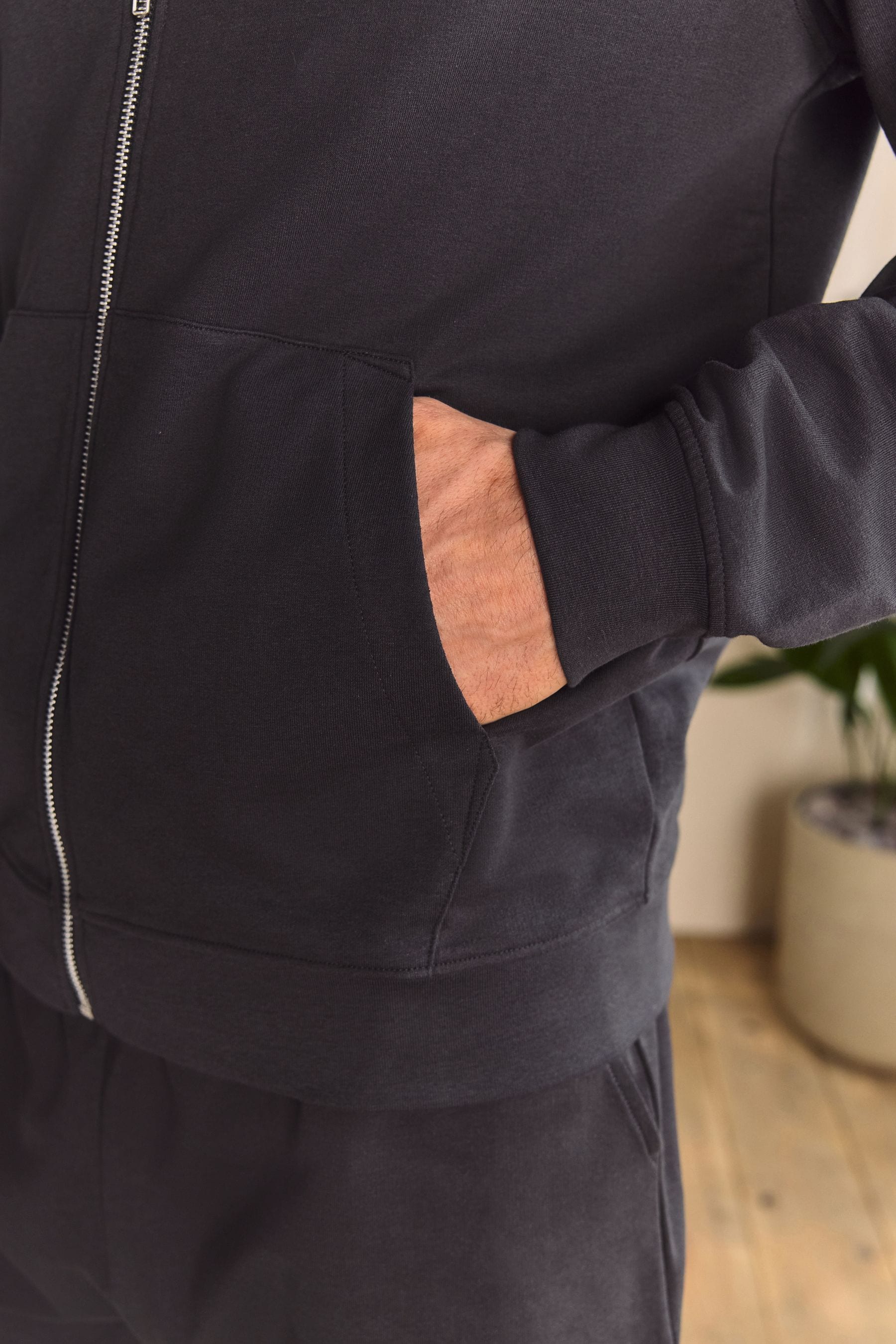 Buy Slate Grey Lightweight Zip Through Hoodie from the Next UK