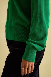 Joules Mia Green Pointelle Jumper with Open Collar - Image 5 of 7