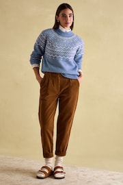 Joules Charlotte Blue Crew Neck Fair Isle Jumper - Image 3 of 5