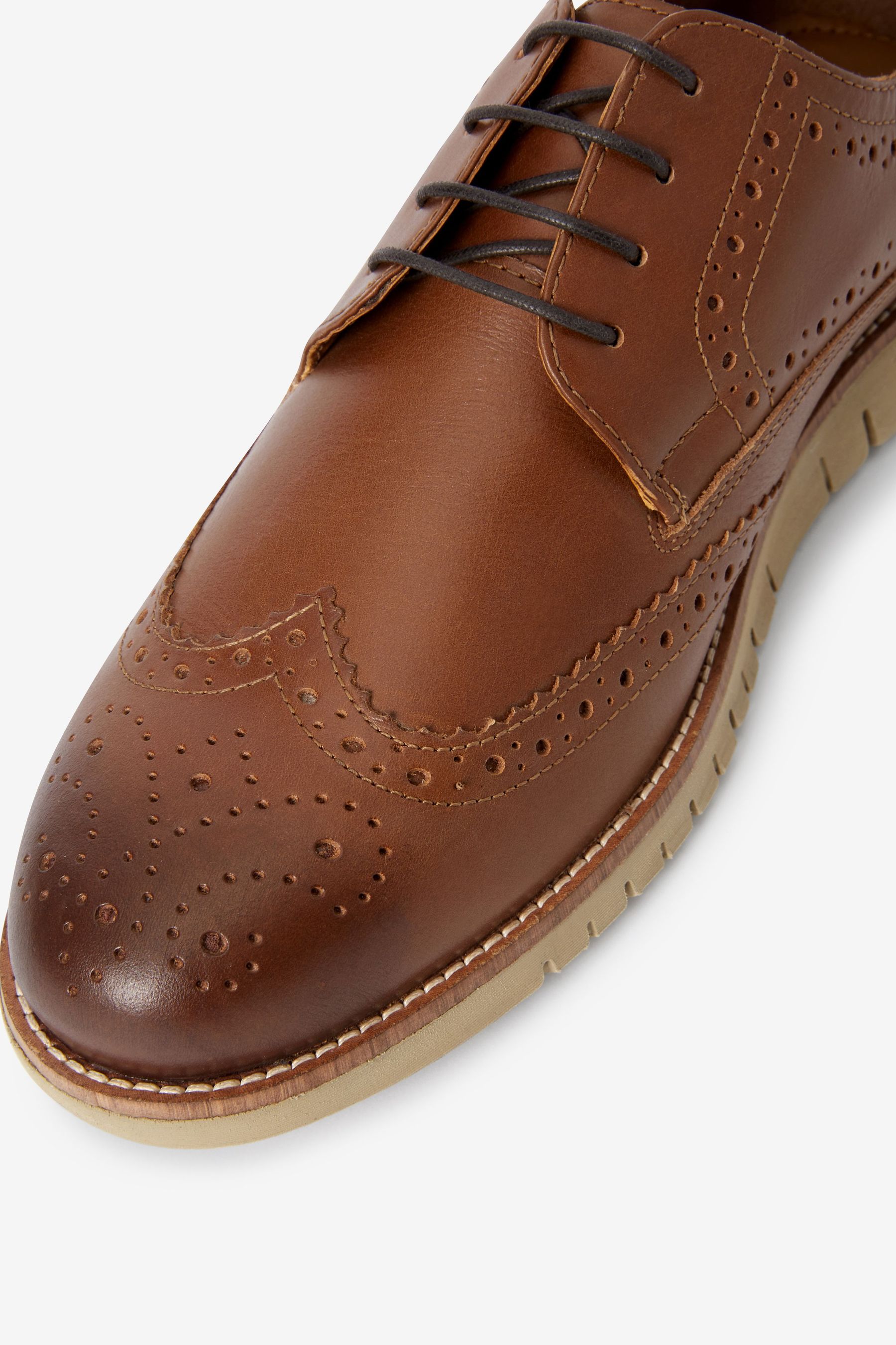 Buy Tan Leather Motion Flex Brogue Shoes from Next Germany