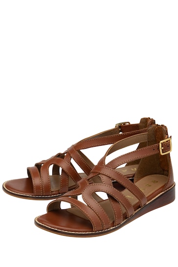 Ravel Brown Leather Sandal On A Low Wedge Unit