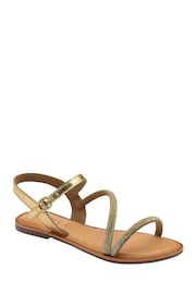 Ravel Gold Flat Leather Gem Sandals - Image 1 of 4