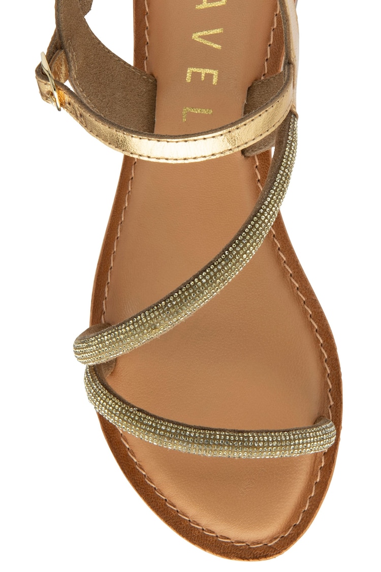 Ravel Gold Flat Leather Gem Sandals - Image 4 of 4