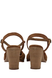 Ravel Brown Block Heel Suede Leather Sandals - Image 3 of 4
