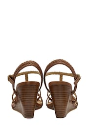 Ravel Brown Leather Wedge Sandals With Woven Straps - Image 3 of 3