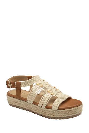 Ravel Brown Flatform Sandals With A Woven Textile Upper