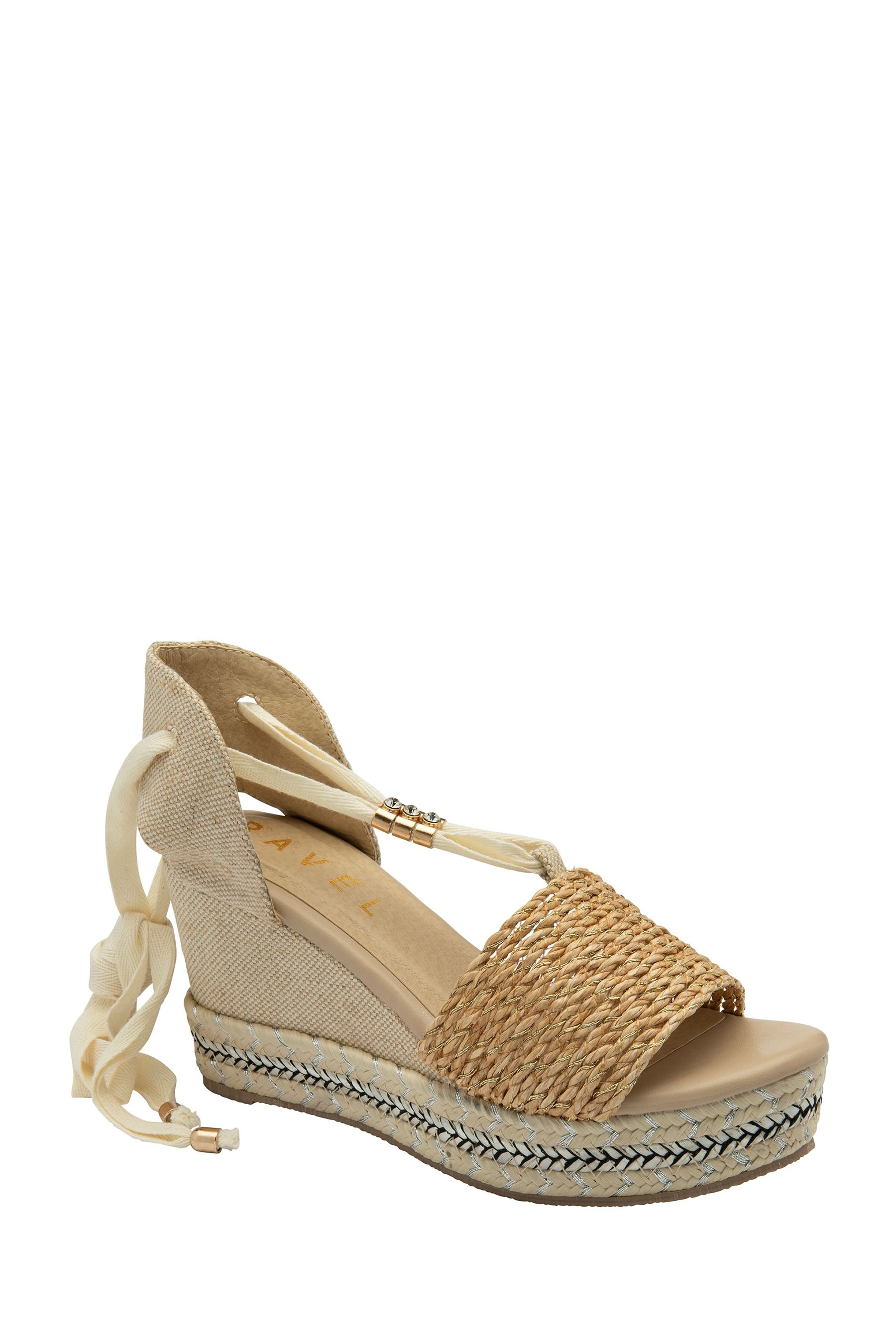 Buy Ravel Natural Hesian Wedge Sandals With Tie Up Lace from Next Luxembourg