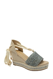 Ravel Blue Hesian Wedge Sandals With Tie Up Lace - Image 1 of 4