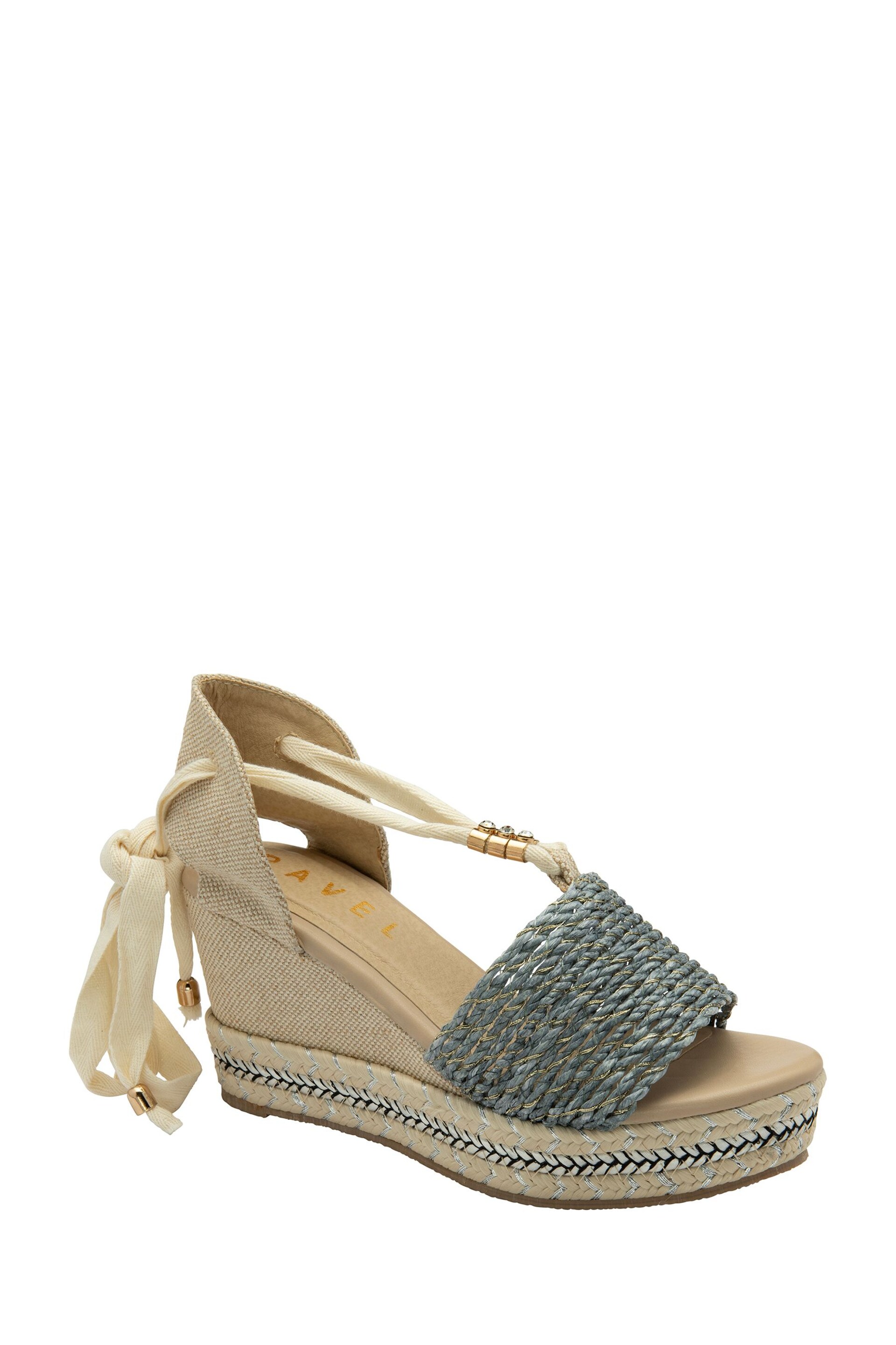 Ravel Blue Hesian Wedge Sandals With Tie Up Lace - Image 1 of 4