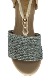 Ravel Blue Hesian Wedge Sandals With Tie Up Lace - Image 4 of 4