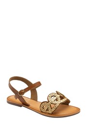 Ravel Brown Leather Sandals With Woven Trim Detail - Image 1 of 4