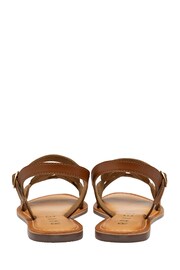 Ravel Brown Leather Sandals With Woven Trim Detail - Image 3 of 4
