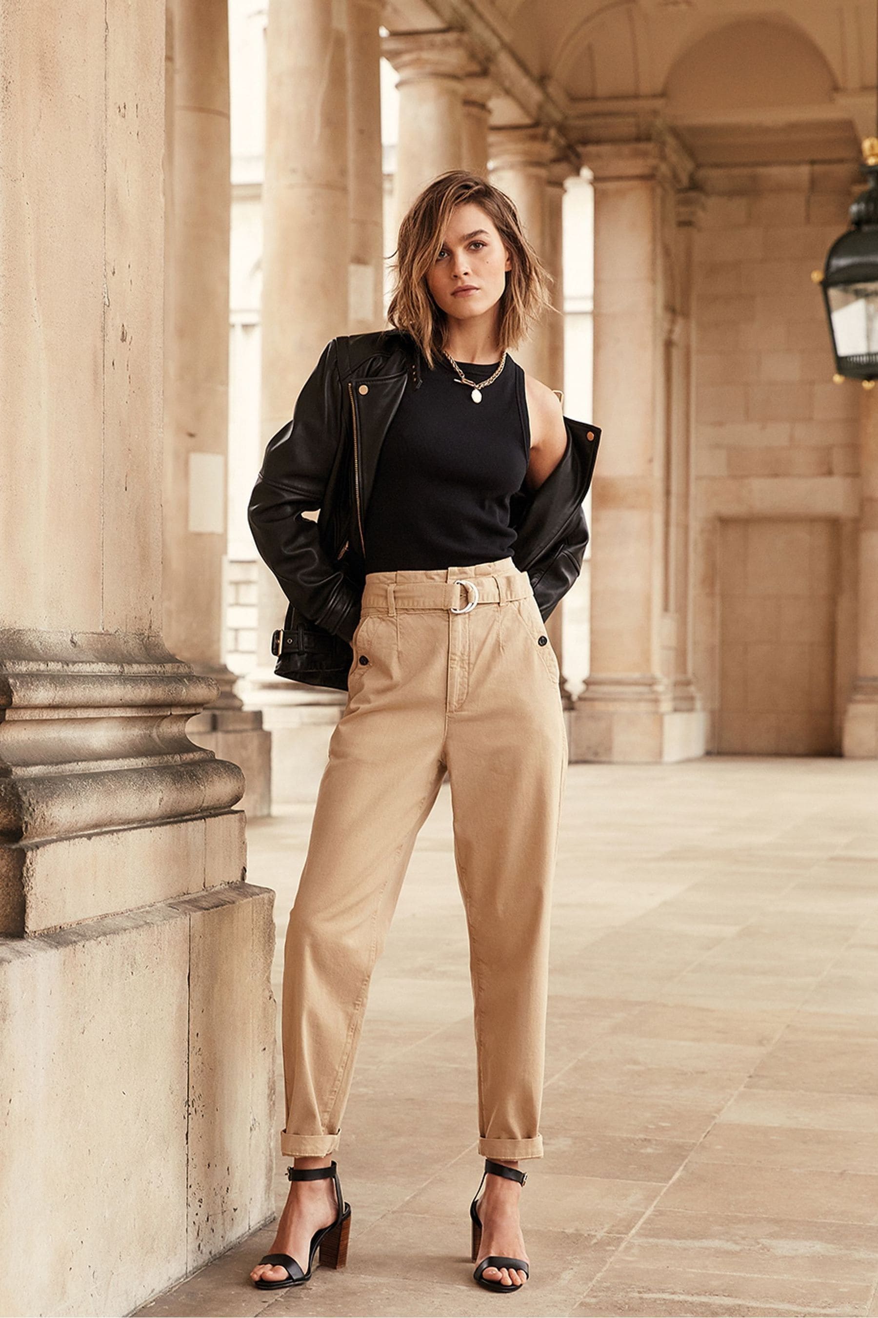 Buy Mint Velvet Paperbag Belted Brown Chinos Trousers from Next Luxembourg