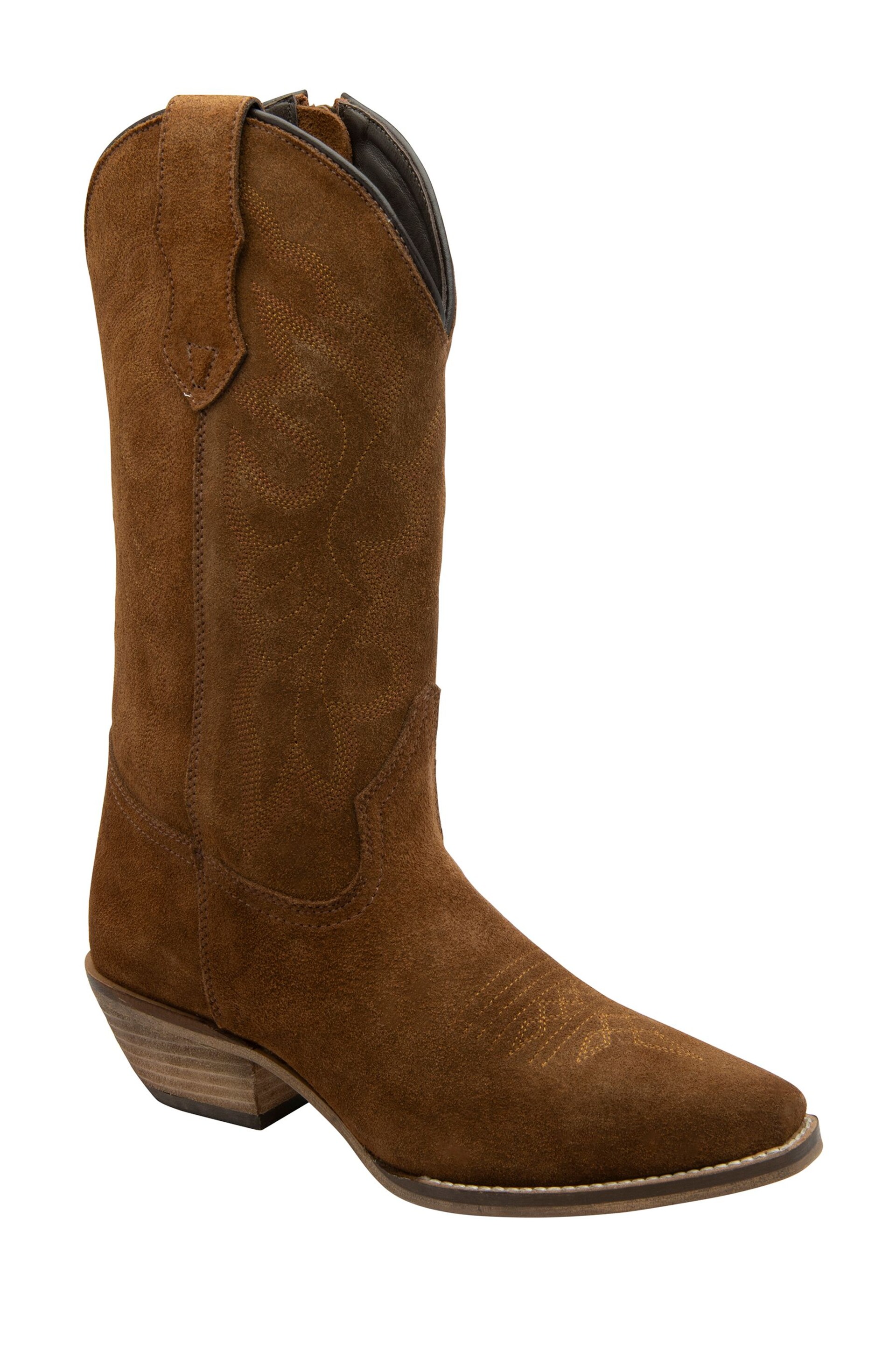 Ravel Brown Leather Calf High Cowboy Western Boots - Image 1 of 4