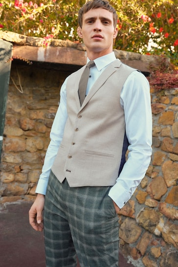 Neutral Textured Suit Waistcoat