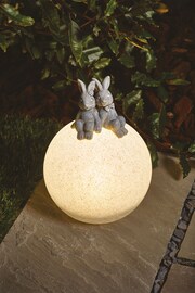 Grey Large Playful Rabbits Solar Ball Outdoor Light - Image 2 of 4