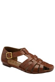 Ravel Brown Flat Leather Fisherman Sandals - Image 1 of 4
