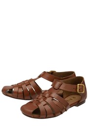 Ravel Brown Flat Leather Fisherman Sandals - Image 2 of 4