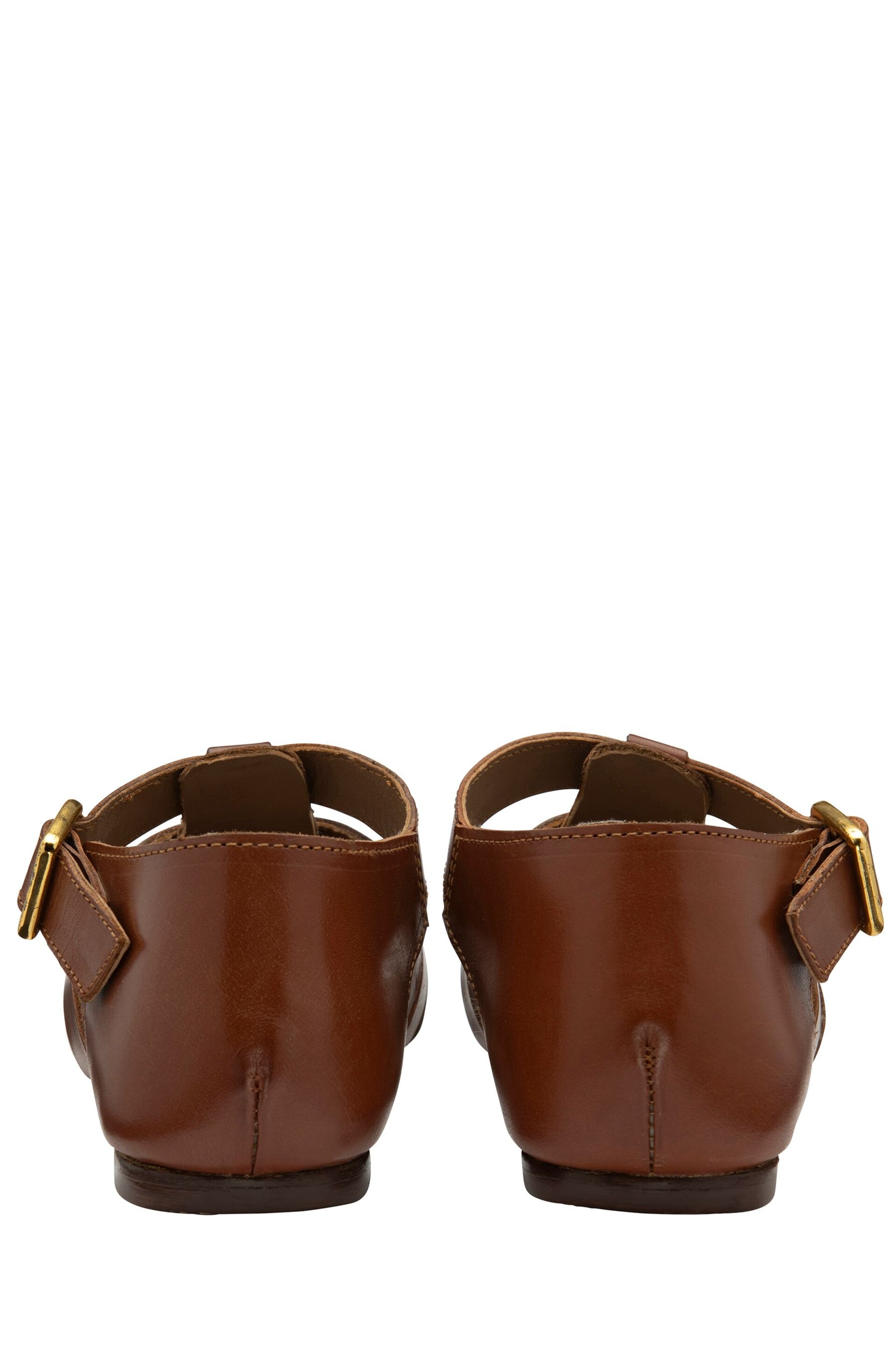 Ravel Brown Flat Leather Fisherman Sandals - Image 3 of 4