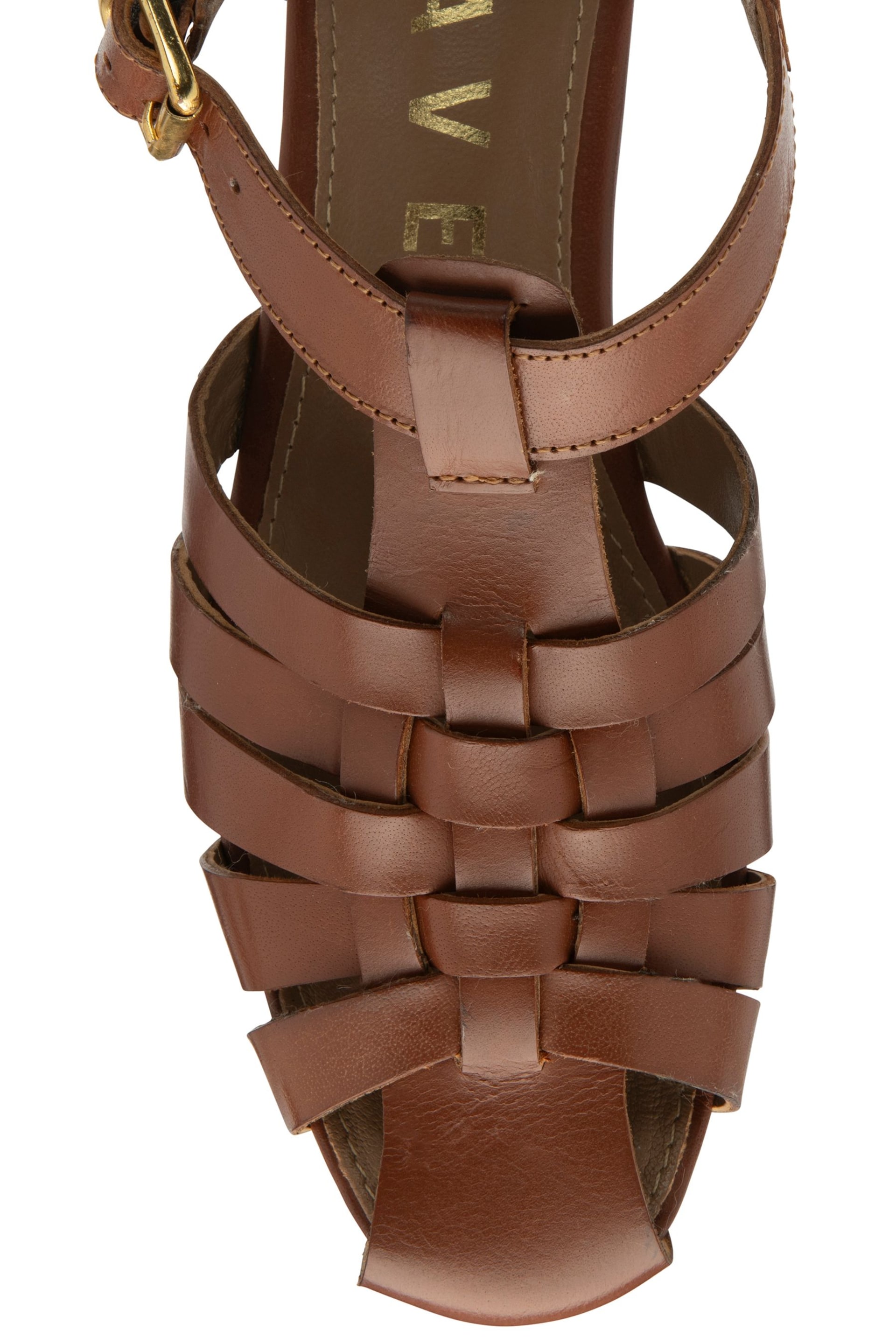 Ravel Brown Flat Leather Fisherman Sandals - Image 4 of 4