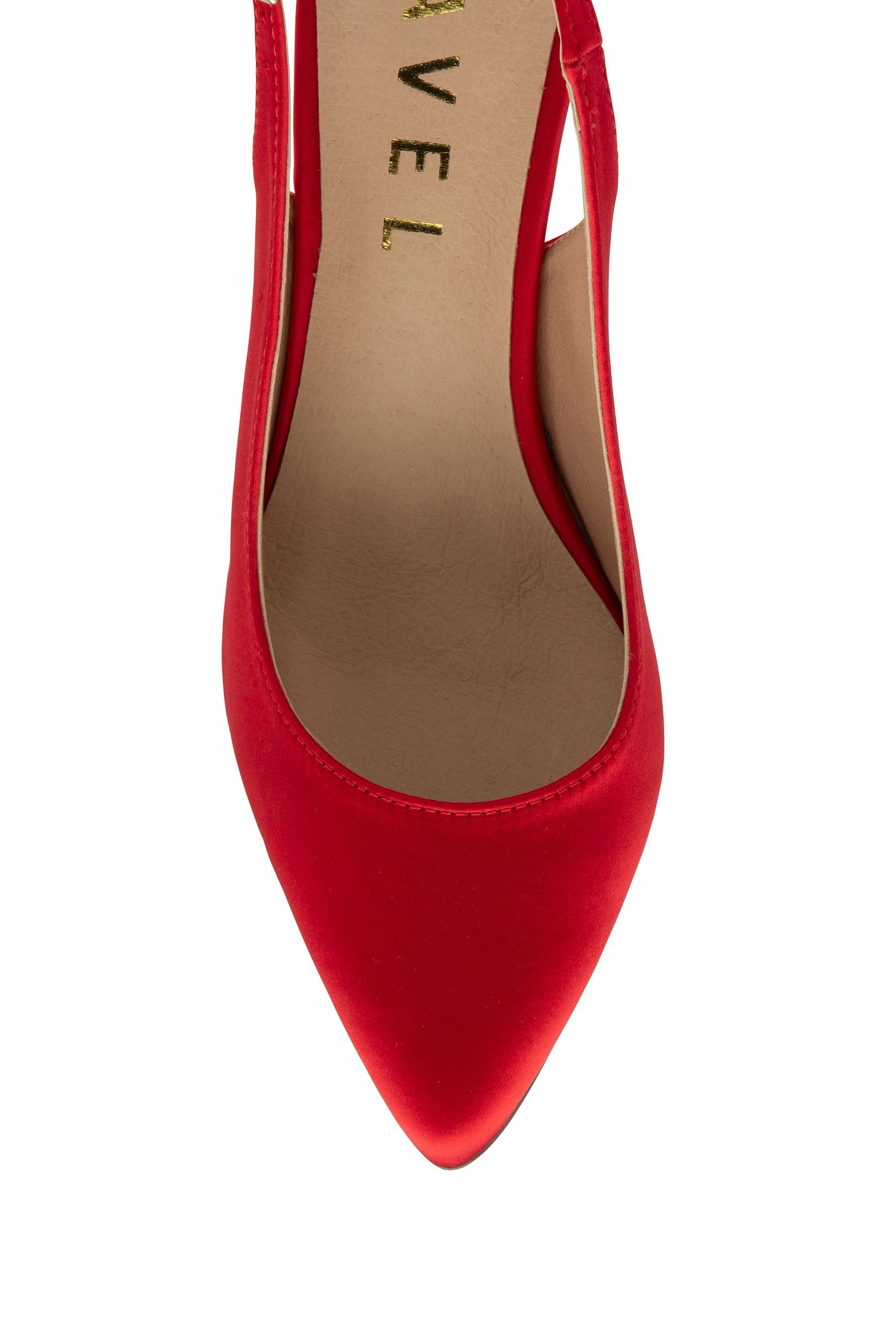 Red suede kitten heel shoes best sale