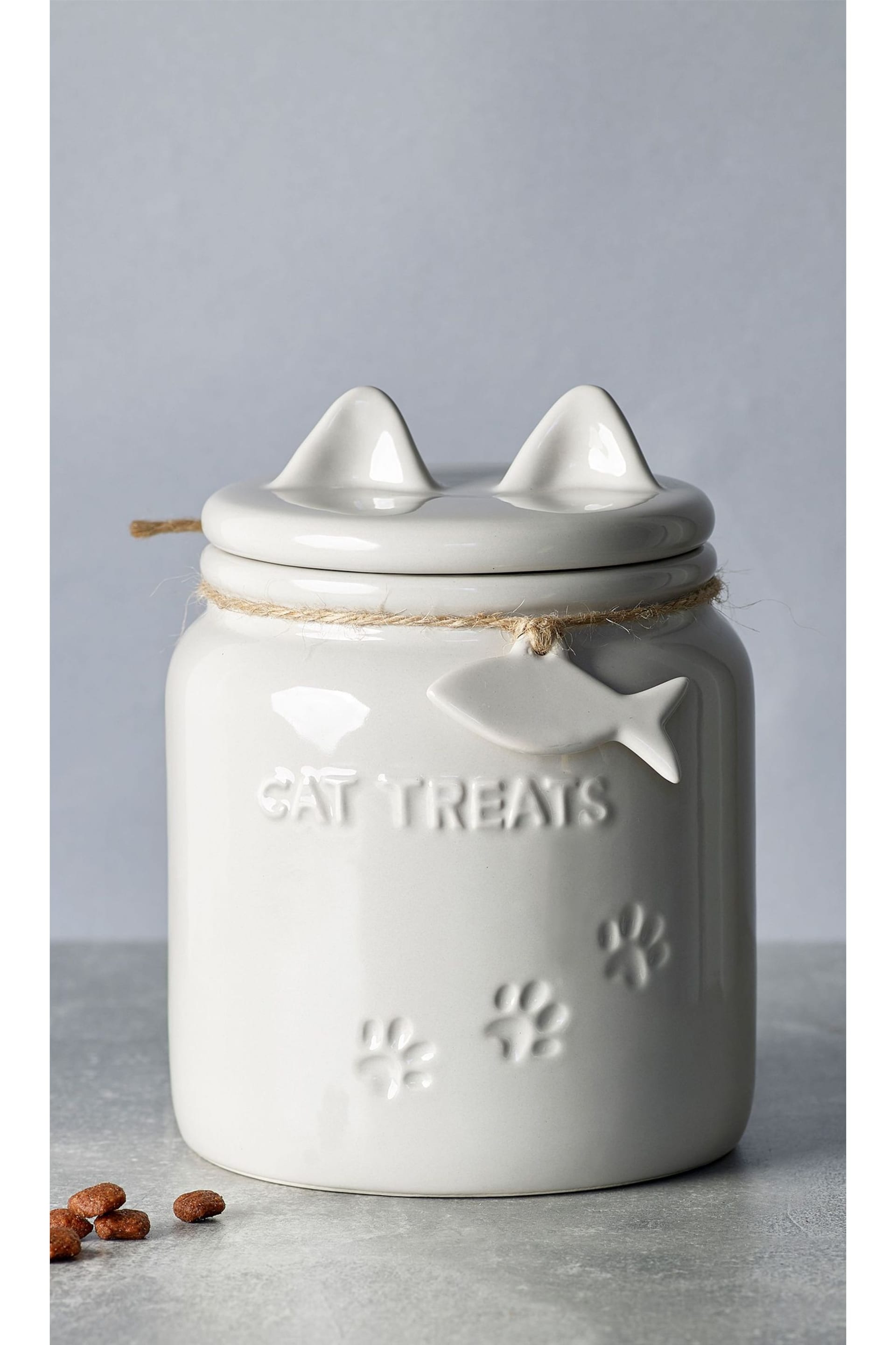 Grey Ceramic Cat Treat Jar - Image 1 of 3