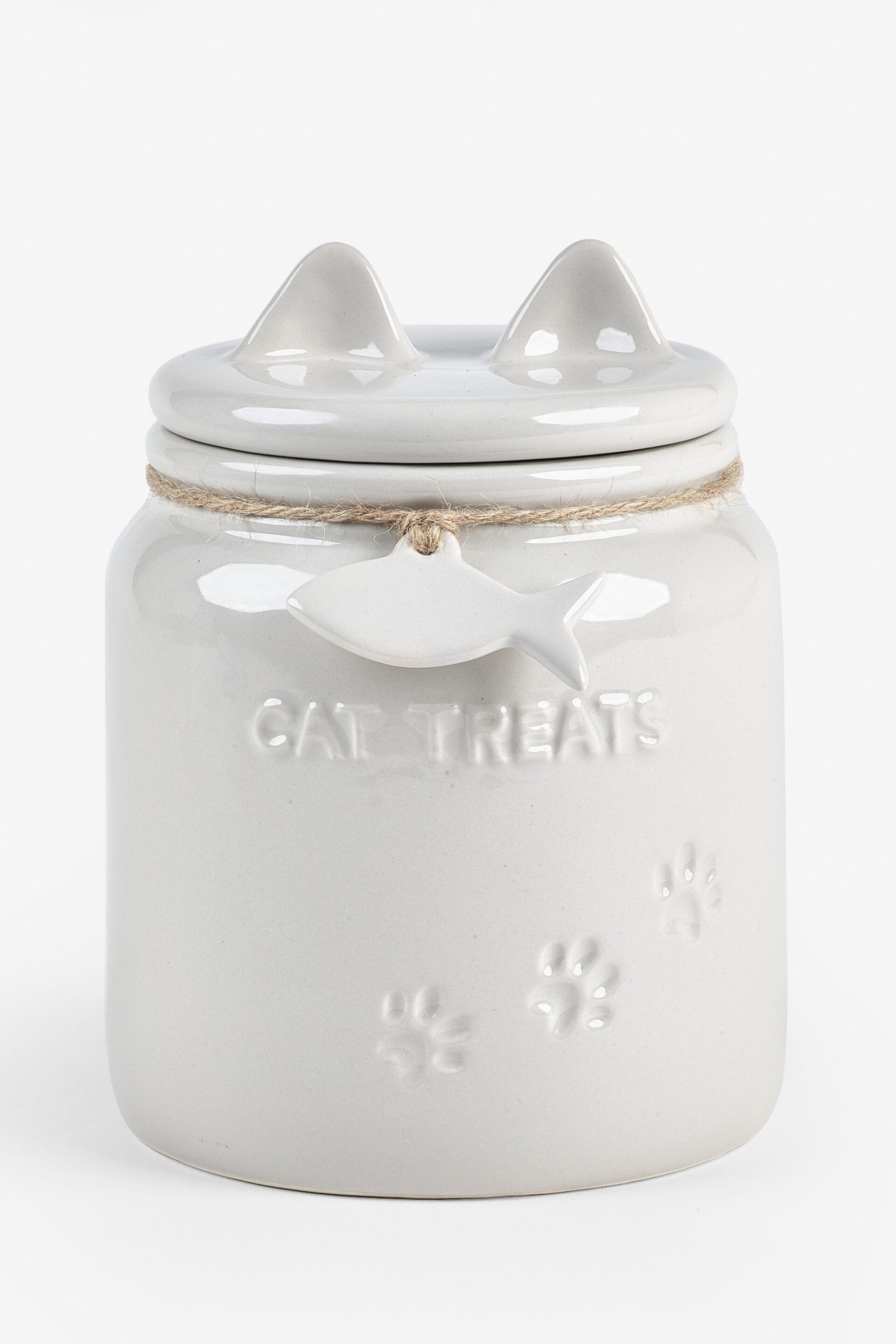 Grey Ceramic Cat Treat Jar - Image 3 of 3