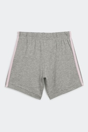 adidas Pink/Grey Sportswear Essentials Lineage Organic Cotton T-Shirt And Shorts Set - Image 3 of 6