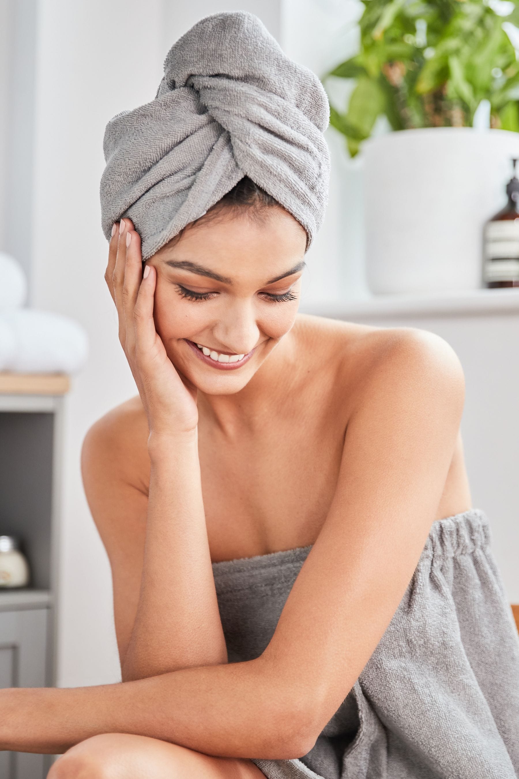 Buy Dove Grey Cosy Egyptian Towelling 100 Cotton Hair Wrap from the Next UK online shop