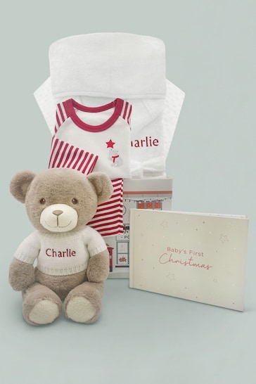 Personalised Baby's First Christmas Frankie Bear Festive Bedtime Set