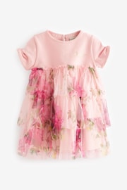 Baker by Ted Baker Pink Mesh Tiered Mockable Dress - Image 1 of 5