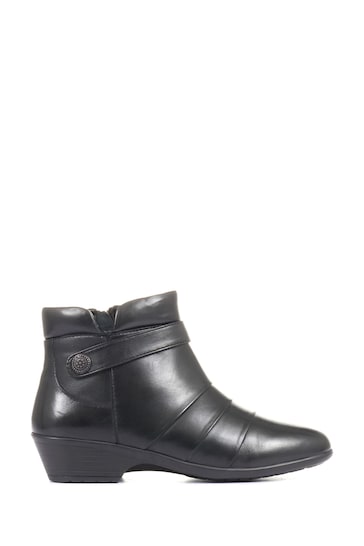 Pavers Black Womens Leather Ladies Ankle Boots