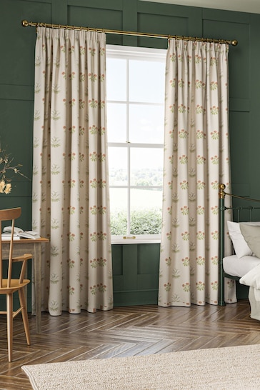 William Morris At Home Natural Lily Flower Embroidery Made to Measure Curtains