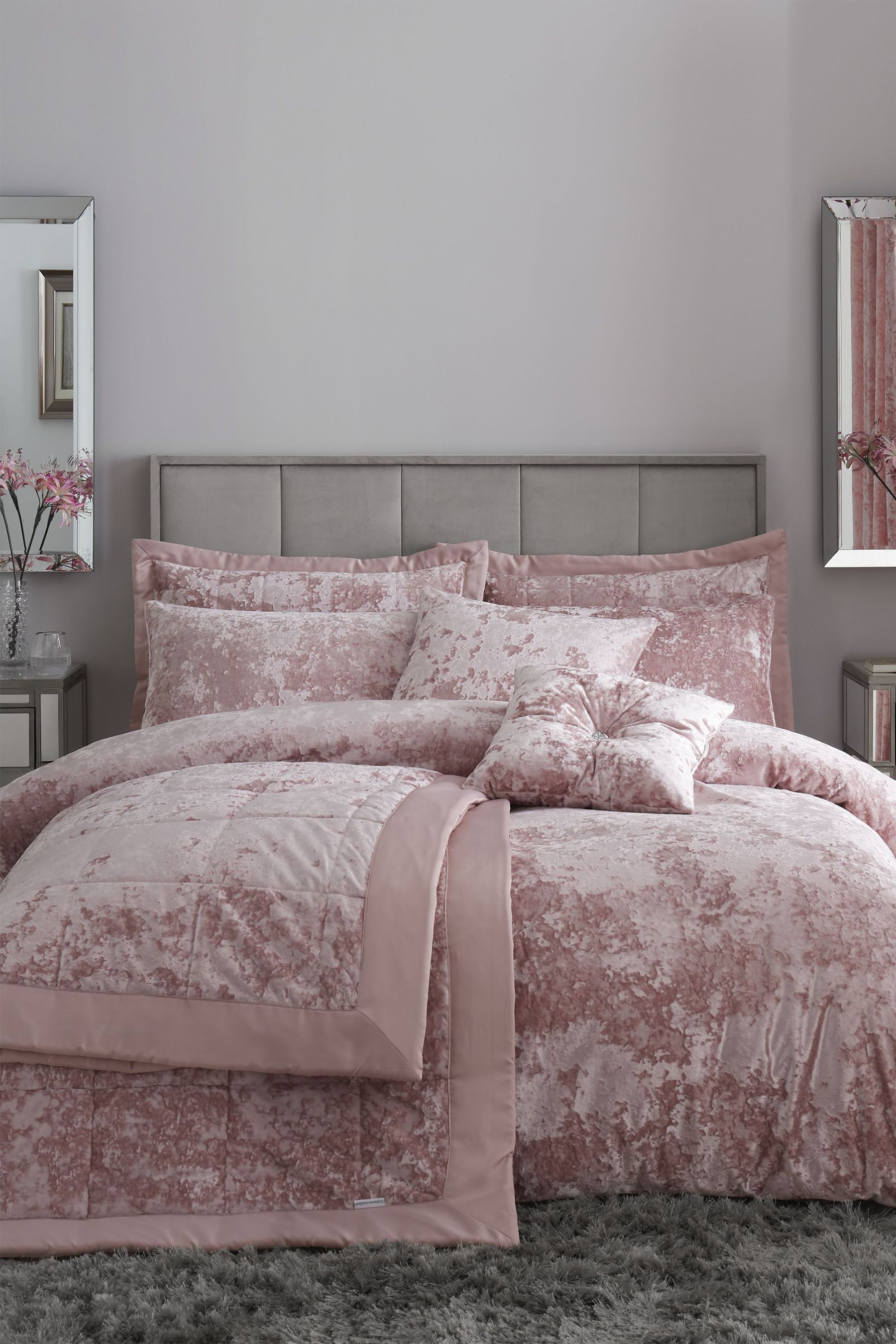 Buy Catherine Lansfield Pink Crushed Velvet Bedspread from the Next UK