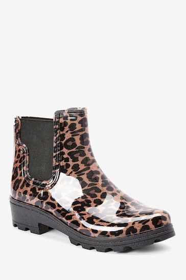 Leopard Ankle Wellington Boots
